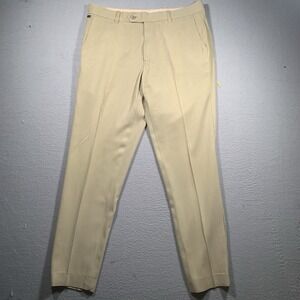 Tommy Bahama 90% Silk 10% Cotton Blend Pants Men 32x29.5  Beige Tan Flat Front